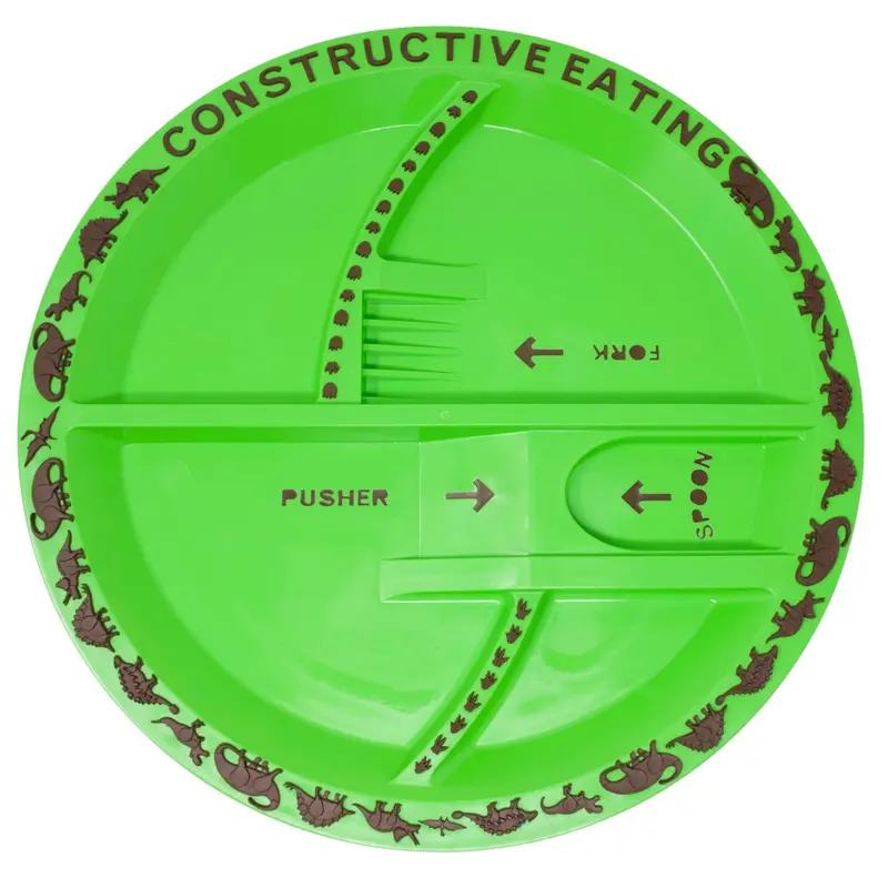 Constructive Eating Dinosaur-Shaped Learning Plate For Toddlers 1