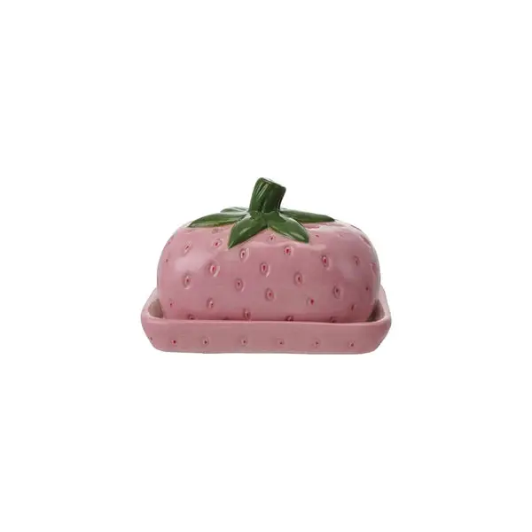 Creative Co-Op Strawberry-Themed Butter Keeper Dish 1