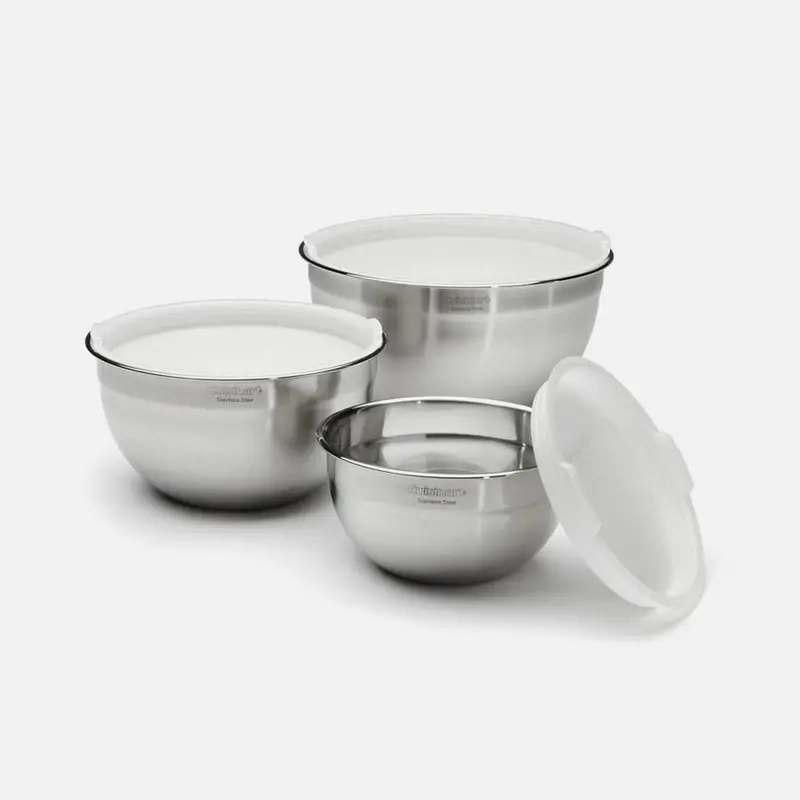 Cuisinart Set Of 3 Stainless Steel Storage Bowls With Airtight Lids 1