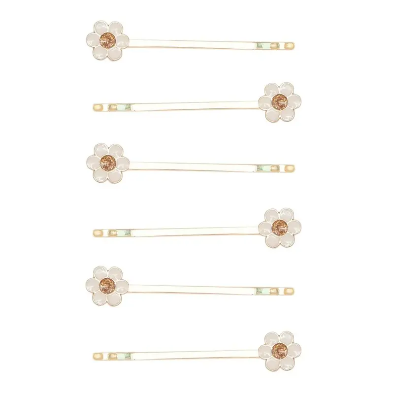 Daisy Enamel Kirby Hair Clips – Dainty Flower-Shaped Grips 1