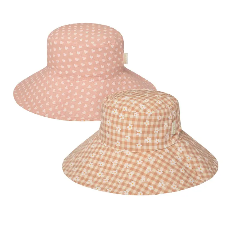 Daisy Gingham Pattern Reversible Sun Hat 1