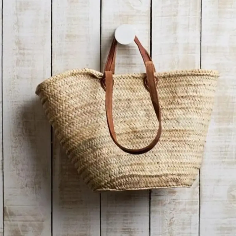 Double-Leather-Handle Canvas Market Tote 1