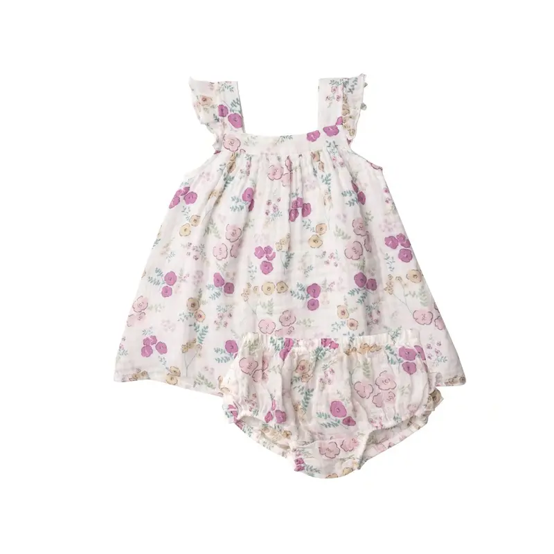 Dreamy Meadow Floral Sundress And Diaper Cover Set 1
