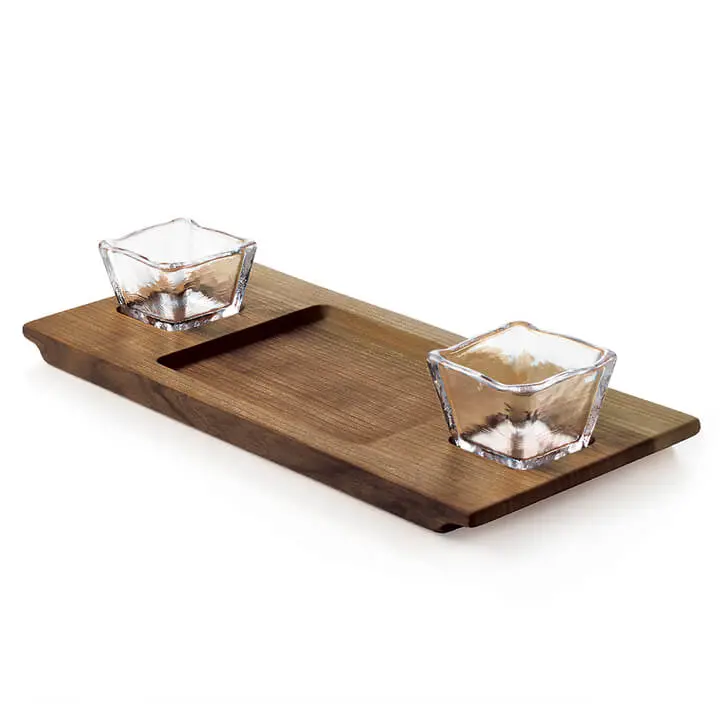 Dunmore Black Walnut Board And Glass Bowl Set 1