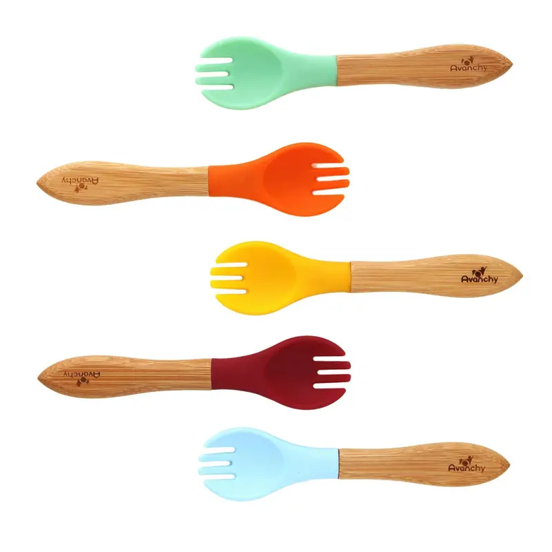 Eco Bamboo Training Fork – Soft-Grip Toddler Utensil 1
