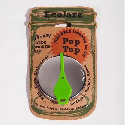 Ecojarz Poptop Sealable Wide-Mouth Drinking Jar Lid – Green 1
