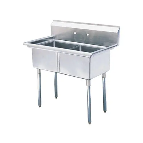 Efi Si821-2Nc Two-Compartment Stainless Steel Sink – 18" X 21" Center-Drain Prep Sink (No Drainboard) 1