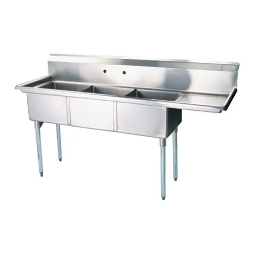 Efi Si821-3Rc Triple-Compartment Sink – 18" X 21" X 14", Center Drain + Right Drain Board 1