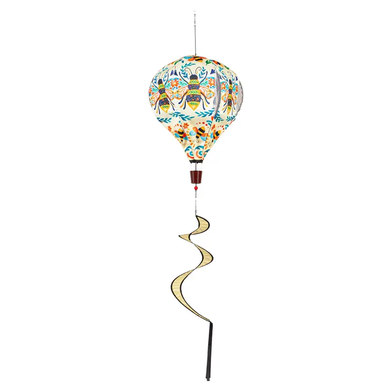 Eg Patterned Bee Balloon Spinner – Burlap Pollinator-Themed Decor 1
