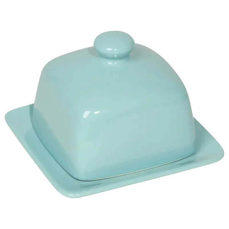 Eggshell Blue Square Butter Dish – Now Designs Kitchen Serving Piece 1
