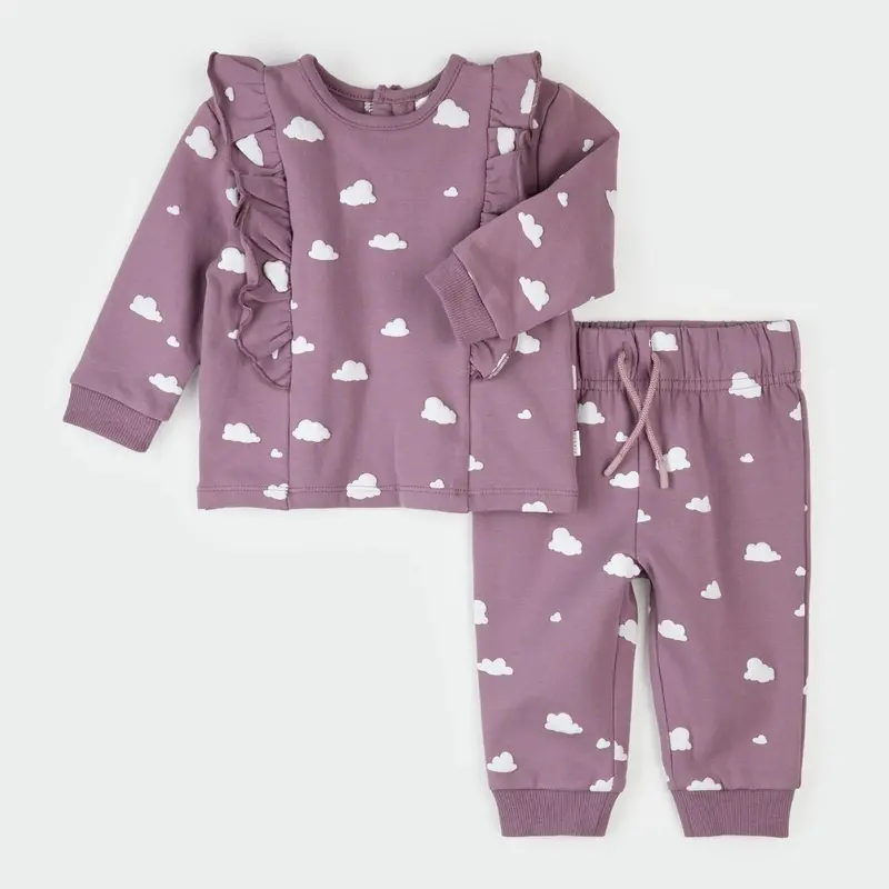 Elderberry-Colored Cloud-Print Matching Set 1