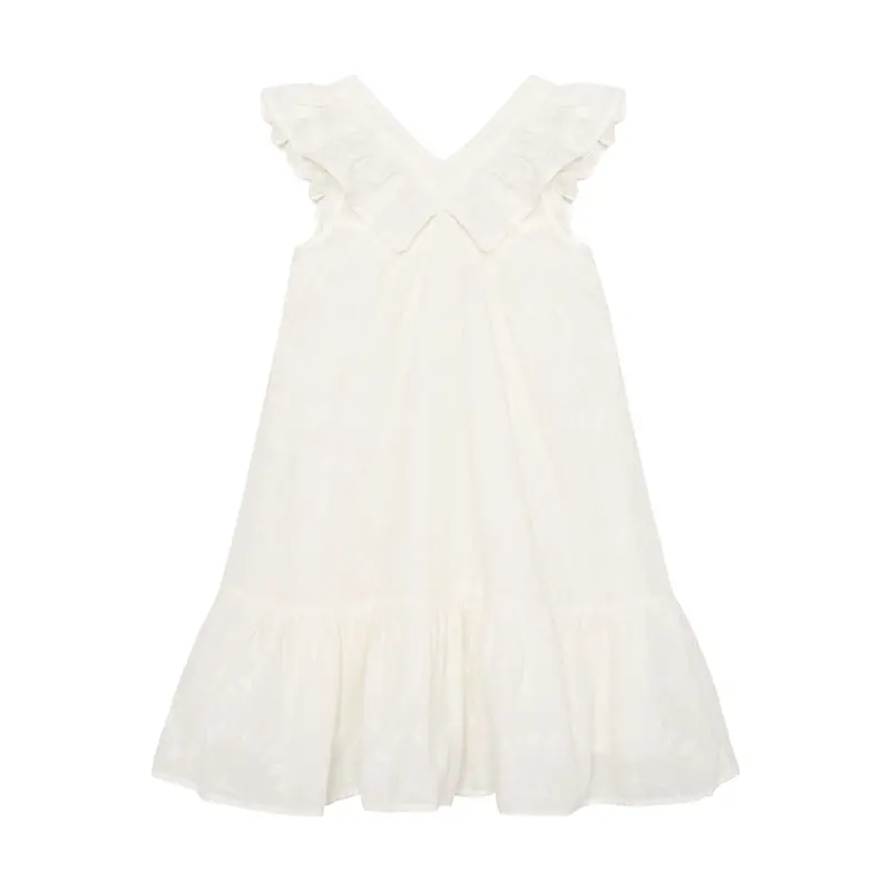 Elegant Vanilla Cotton Dress For Little Girls 1