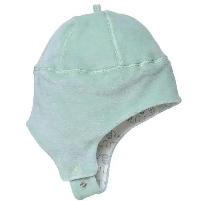 Elephant-Motif Organic Velour Ear-Flap Hat 1