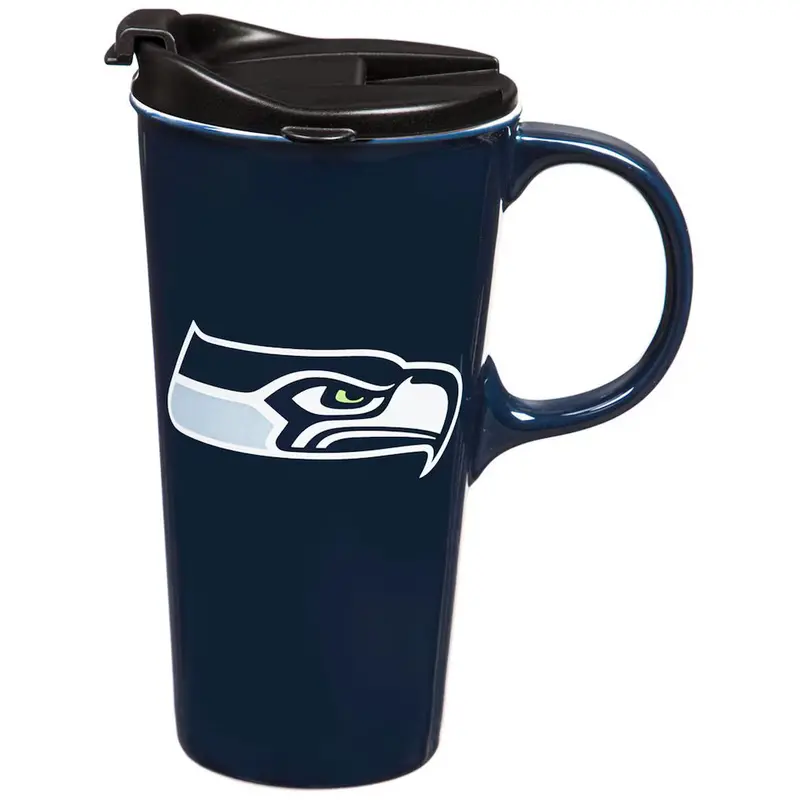 Evergreen Seattle Seahawks Travel Latte Mug – 17Oz Team-Themed Gift Box 1