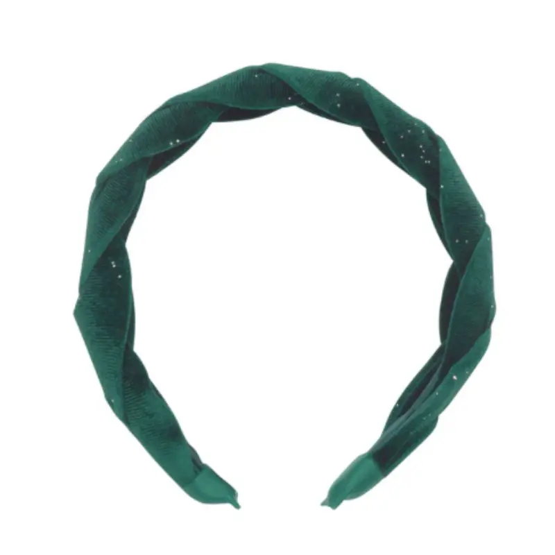 Evergreen Velvet Braided Headband 1