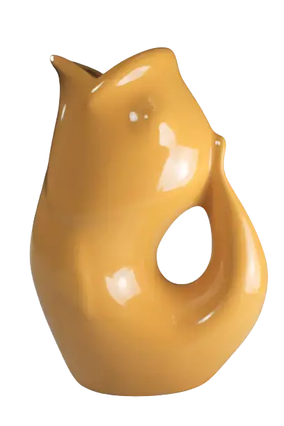 Extra-Small Mustard Gurgle Pot – Contemporary Ceramic Accent 1