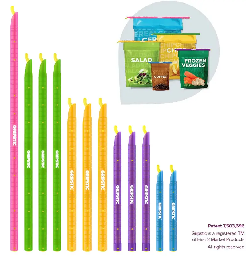 F2M Gripstic Fresh Assorted Seal Set – 12-Piece Reusable Bag Sealer Variety Pack 1
