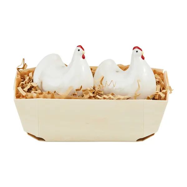 Farm Hen Basket-Style Salt & Pepper Set – Mudpie 1