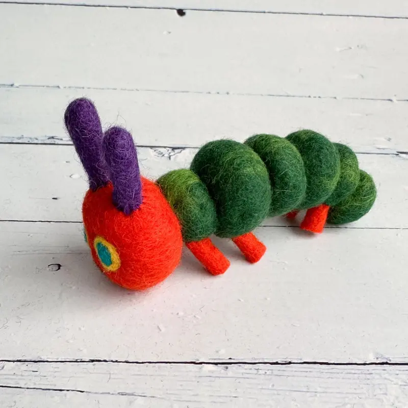 Felt Very Hungry Caterpillar Toy – Handcrafted Textile Puppet 1