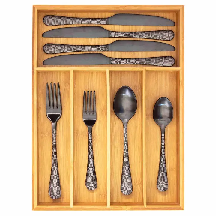 Flatware Drawer Divider – Eco-Friendly Bamboo Utensil Organizer 1