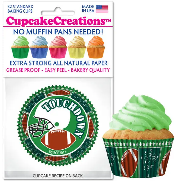 Football-Themed Baking Cups – Siege Cupcake Creations 1