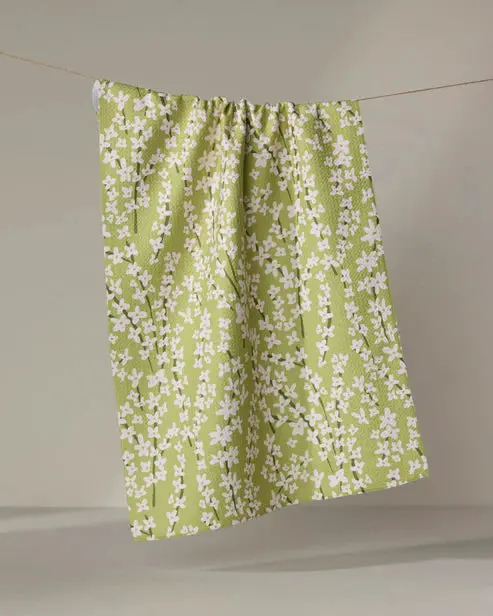 Forsythia Branch Print Spring Towel 1