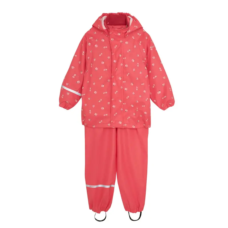 Fruit-Print Pu Raincoat And Pants Set For Kids 1