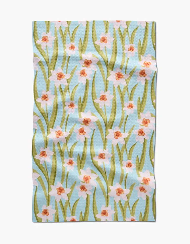 Geometry Daffodil Sky Pattern Linen Tea Towel 1