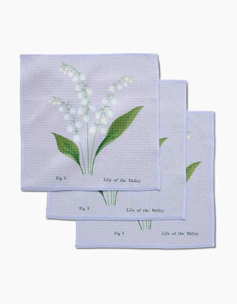 Geometry May Lily-Of-The-Valley 3-Piece Dishcloth Set 1