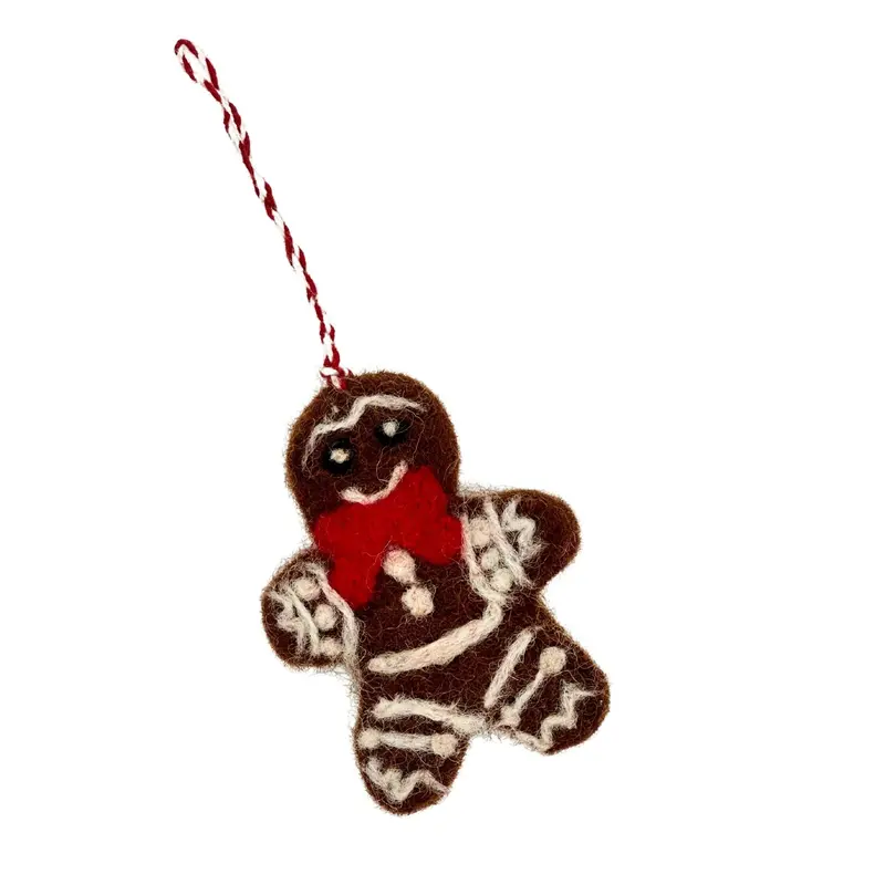 Gingerbread Person Ornament Made From Wool Felt 1