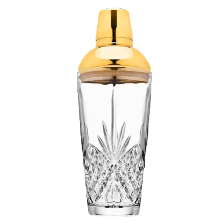 Godinger Crystal-Handled Martini Shaker With Gold-Plated Cap – 17 Oz 1