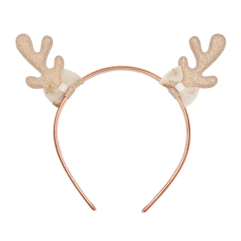 Golden Metallic Reindeer Headband 1