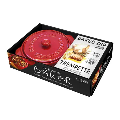 Gourmet Village French Onion Dip Set – Red Ceramic Serving Dish With Seasoned Dry Mix 1