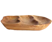 Greener Valley Trading Small Wooden Charcuterie Platter – Three-Section Layout (15–16" L) 1
