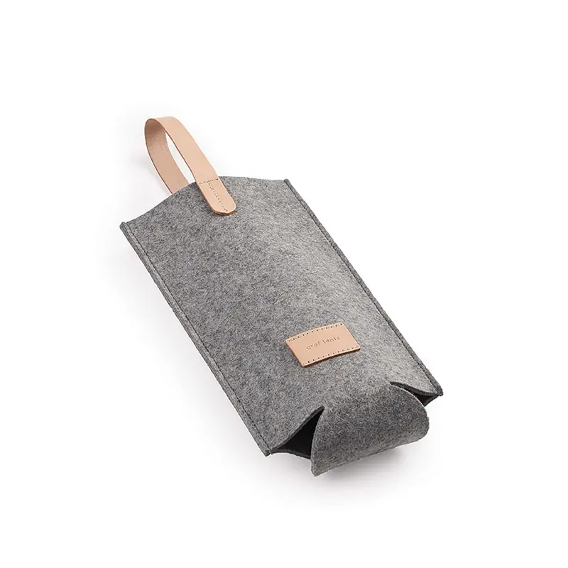 Grey Felt Wine Bottle Carrier 1