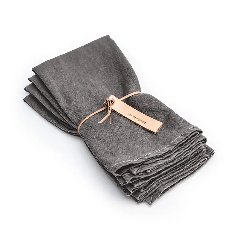 Grey Hemmed Linen Napkins – Set Of 4 1