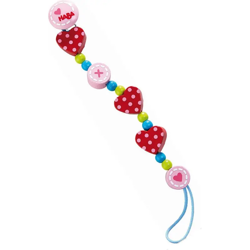 Haba Heart-To-Heart Pacifier Clip With Silicone Beads 1