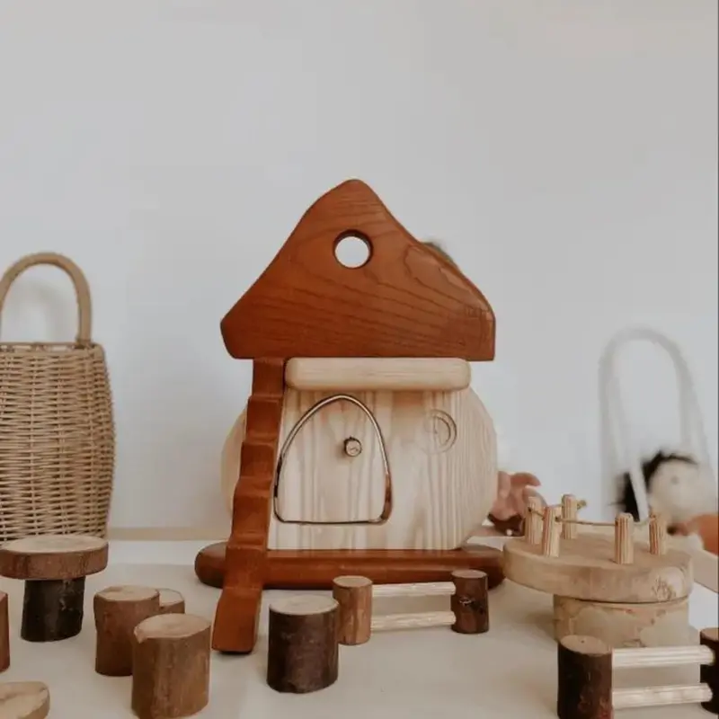 Hand-Painted Natural Mushroom Play House 1