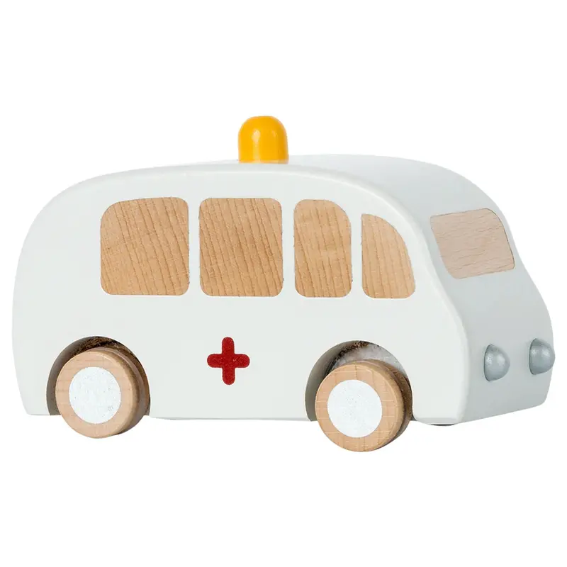 Handcrafted Wooden Ambulance Toy 1