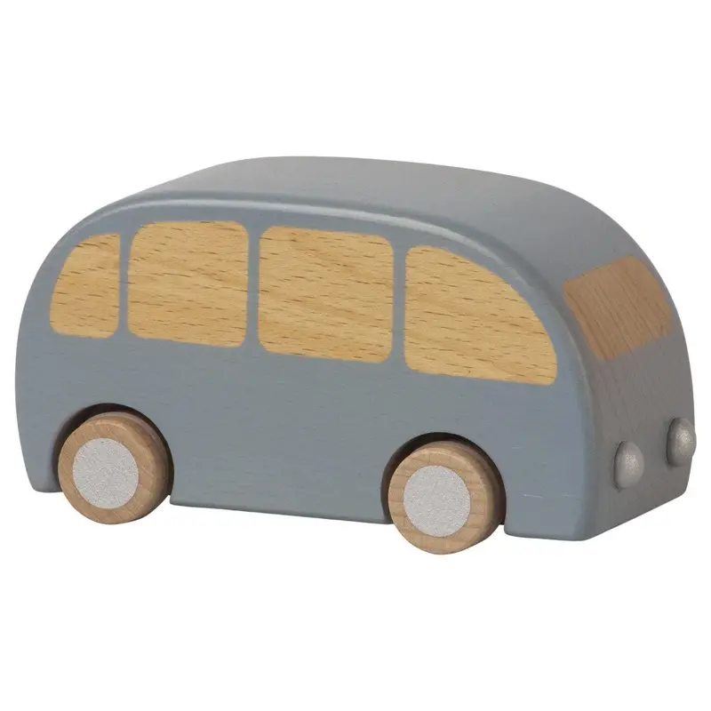 Handcrafted Wooden Blue Toy Bus 1