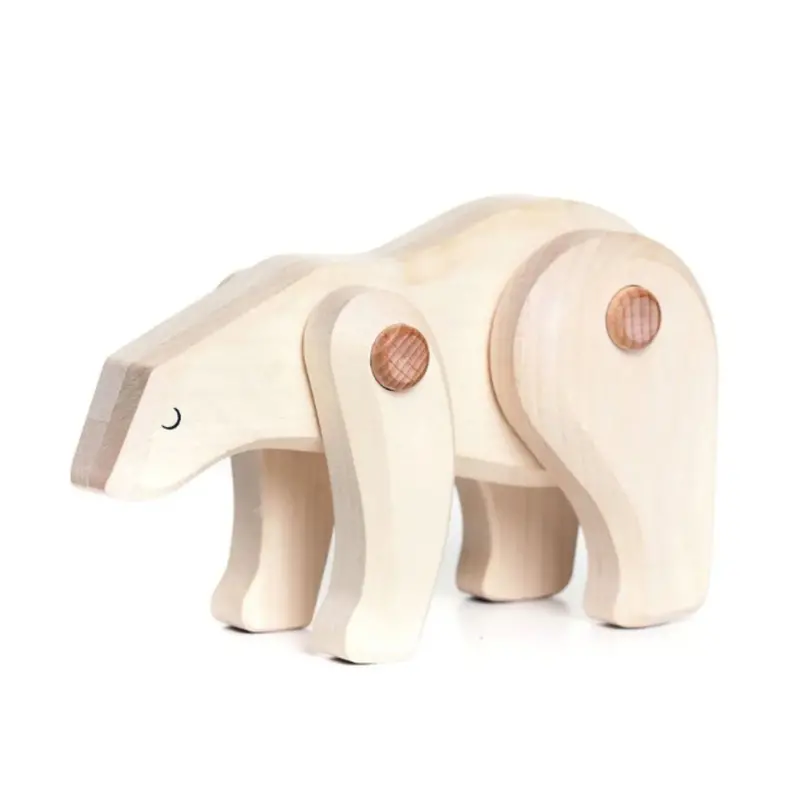 Handcrafted Wooden Polar Bear Figurine 1