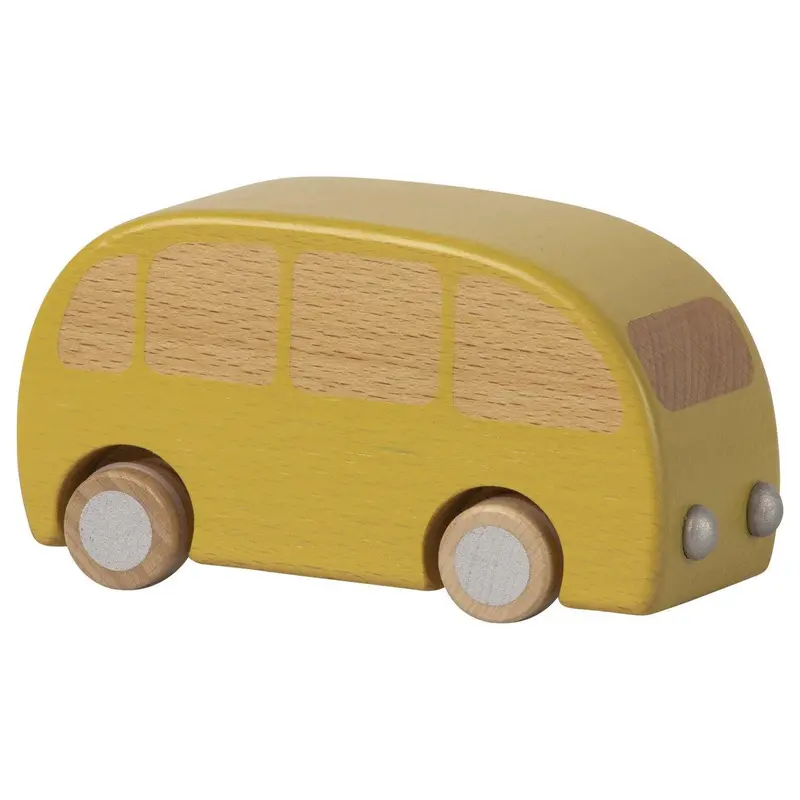 Handcrafted Wooden Yellow Toy Bus 1