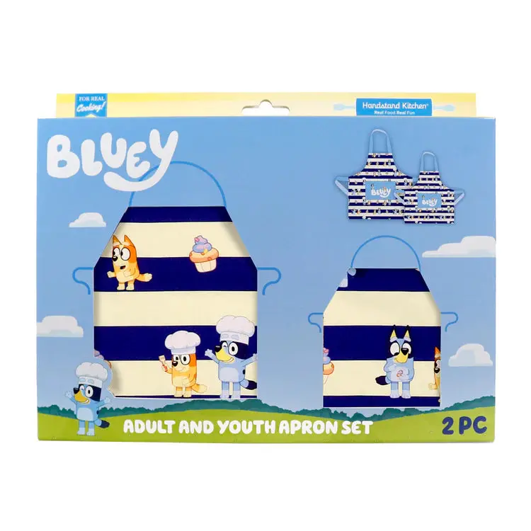 Handstand Kitchen Bluey Adult & Youth Apron Set – Matching Family Cooking Gear 1