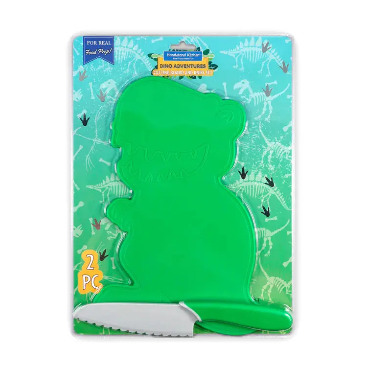 Handstand Kitchen Dino Adventures Cutting Board & Knife Set – Fun, Safe Kids’ Prep Kit 1