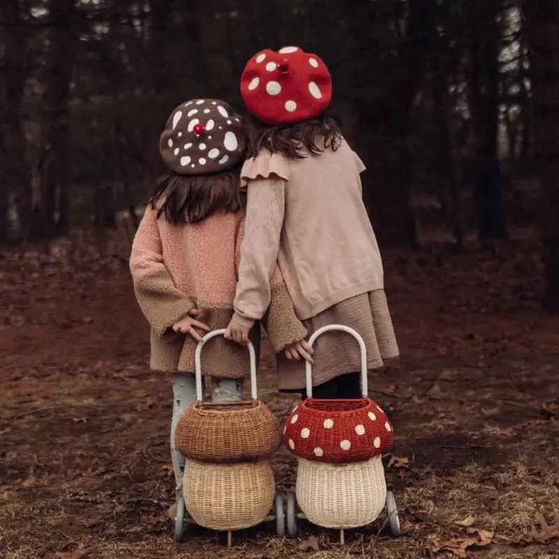 Handwoven Rattan Mushroom-Shaped Luggy Toy Basket 1