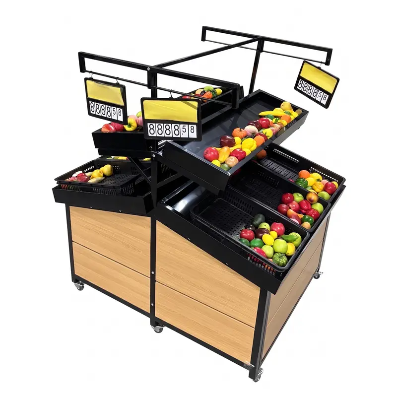 Hd-Vrdm-08 48-Inch Double-Sided Plastic Tray Vegetable Rack With Full Shelf Capacity 1
