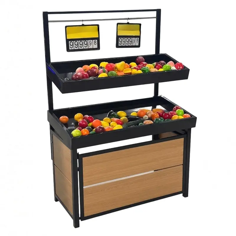 Hd-Vrse-03 47-Inch Single-Sided Black Vegetable Rack With Tray Support 1