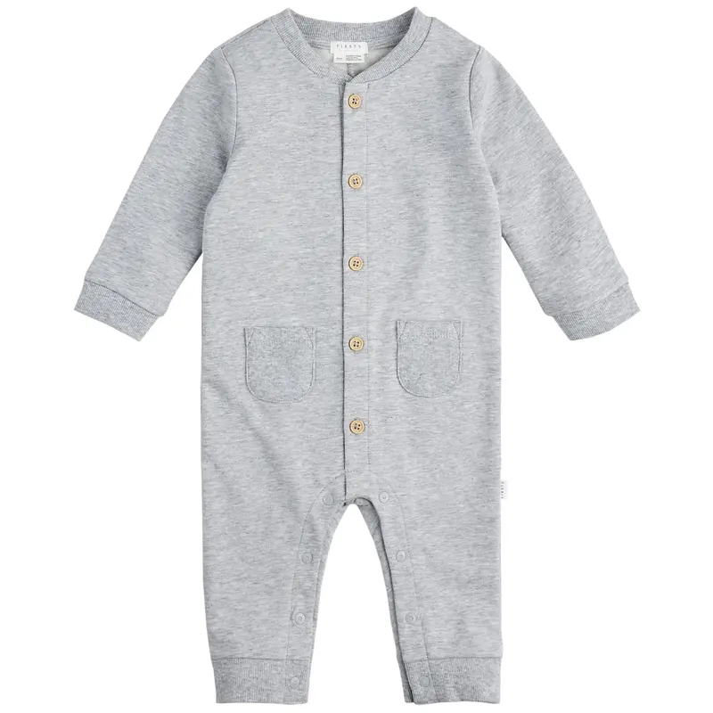 Heather Grey Cotton Playsuit For Toddlers 1
