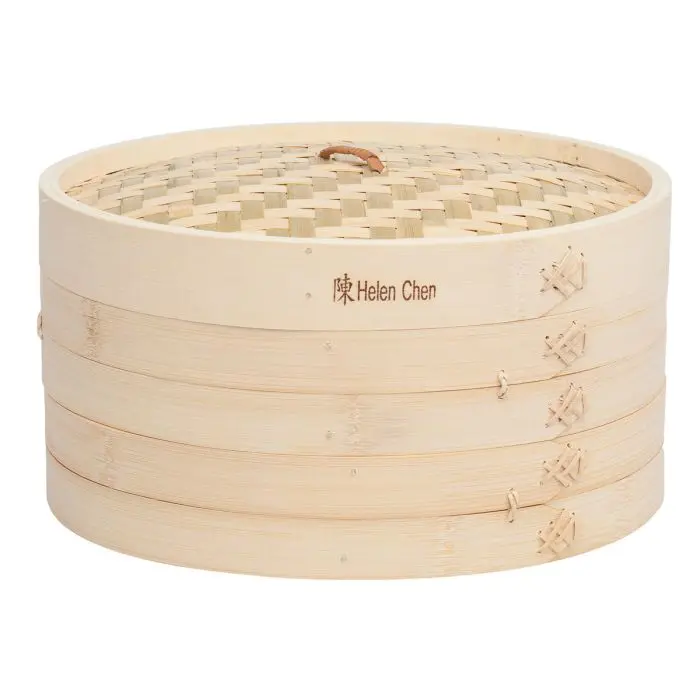 Helen’S Asian Kitchen 12-Inch Bamboo Steamer With Bamboo Lid 1