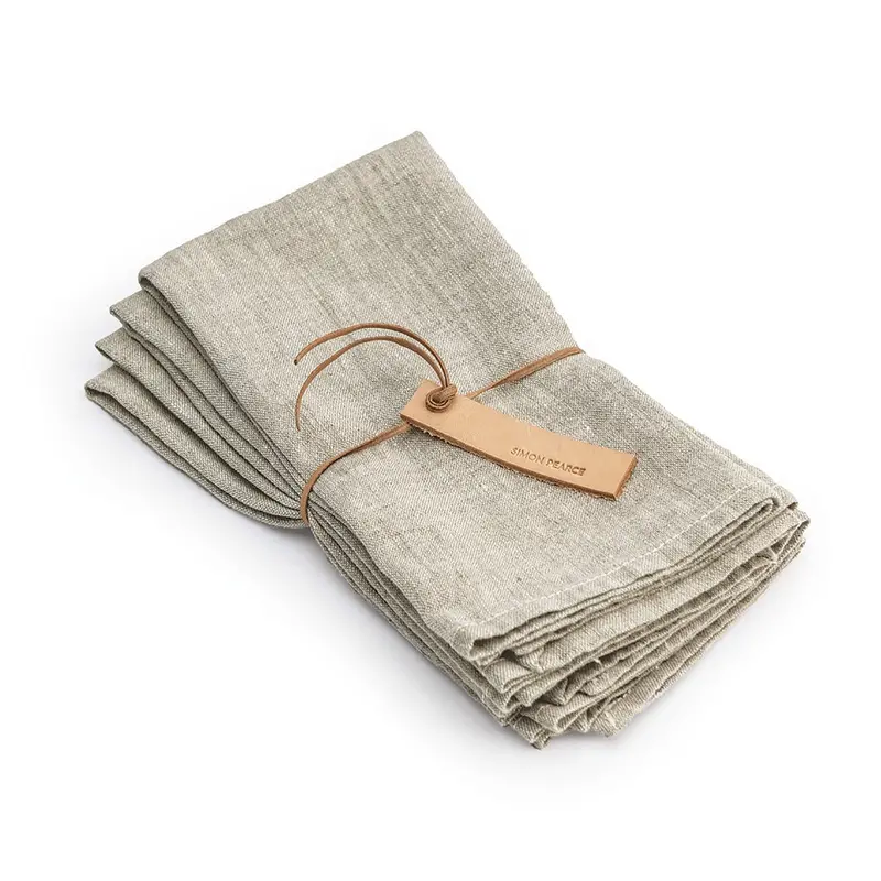 Hemmed Natural Linen Napkin Set – Pack Of 4 1